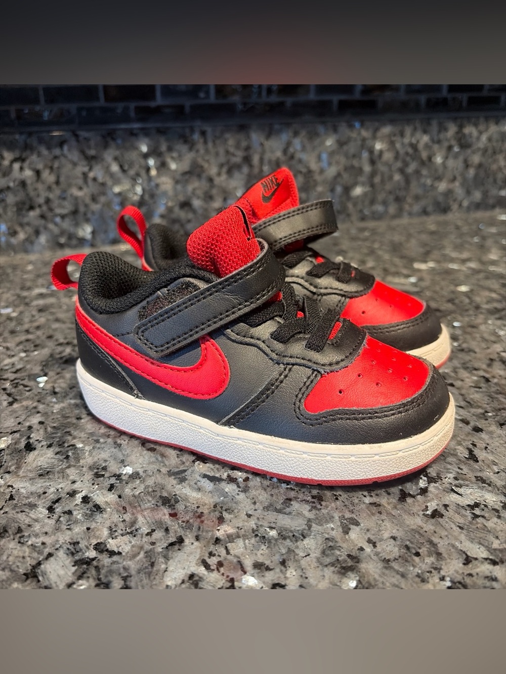 Nike Court Borough Low 2 Black University Red (TD) BQ5453-007 Size 7C